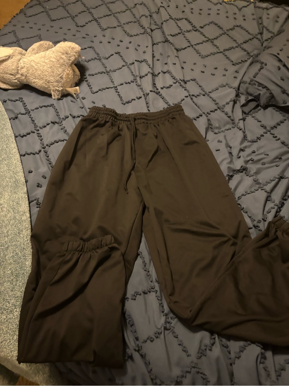SHEIN Black Elastic-Waist Drawstring Pants